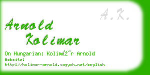 arnold kolimar business card